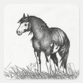Adorable Paint HorStickers Quadratischer Aufkleber