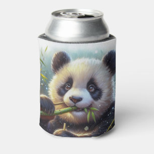 Adorable Panda Bären essen Bambus Dosenkühler