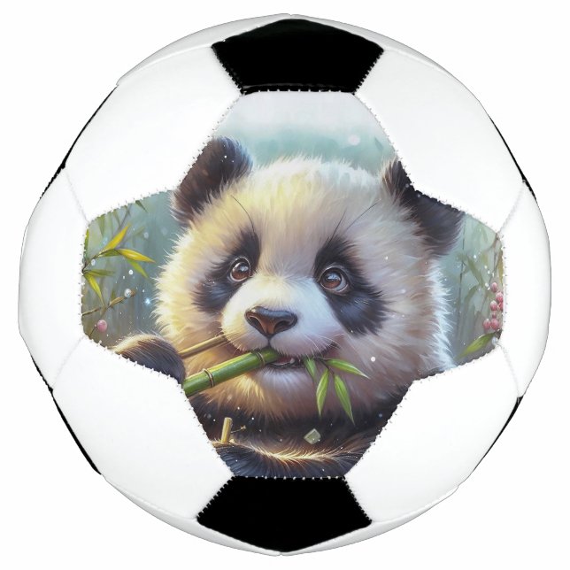 Adorable Panda Bären essen Bambus Fußball (Vorderseite)
