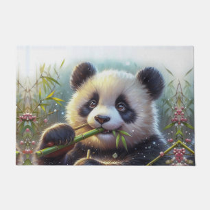 Adorable Panda Bären essen Bambus Fußmatte