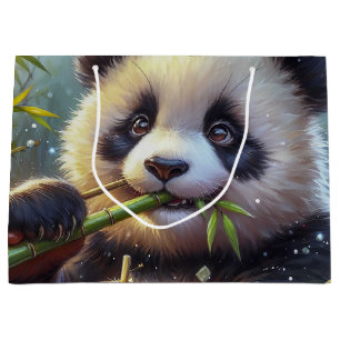 Adorable Panda Bären essen Bambus Große Geschenktüte