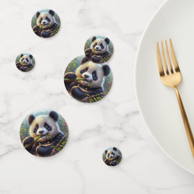 Adorable Panda Bären essen Bambus Konfetti (Gruppe)