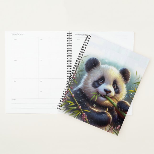 Adorable Panda Bären essen Bambus Planer (Anzeige)