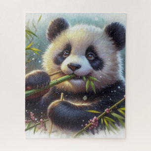 Adorable Panda Bären essen Bambus Puzzle