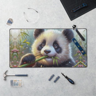 Adorable Panda Bären essen Bambus Schreibtischunterlage