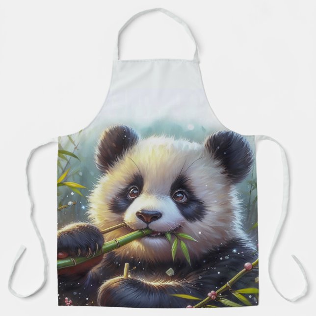 Adorable Panda Bären essen Bambus Schürze (Vorderseite)