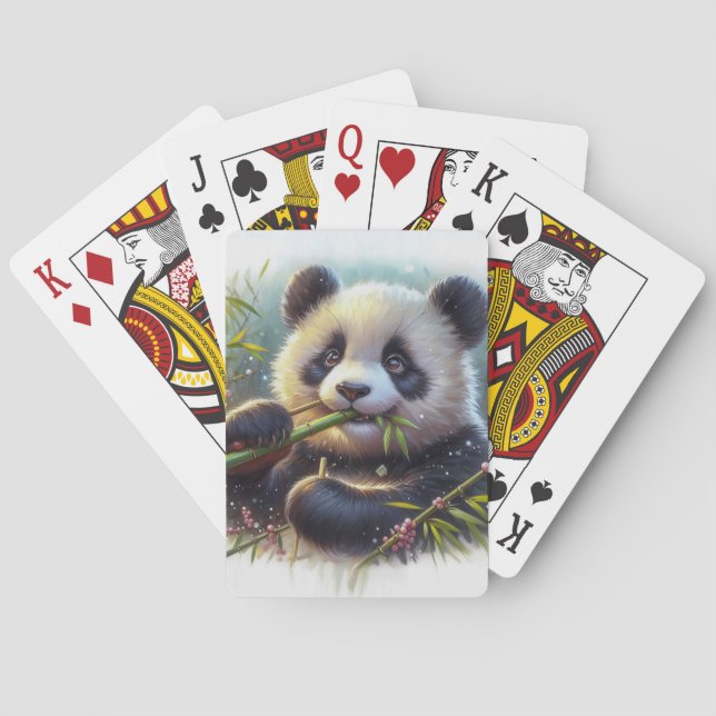 Adorable Panda Bären essen Bambus Spielkarten (Rückseite)