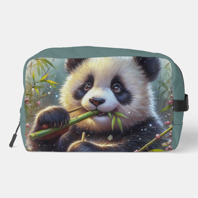 Adorable Panda Bären essen Bambus Waschbeutel (Rückseite)
