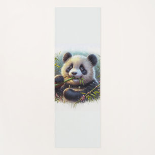 Adorable Panda Bären essen Bambus Yogamatte