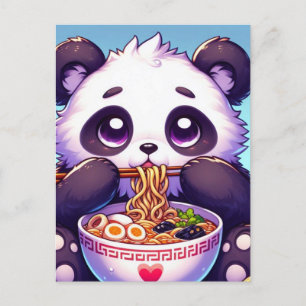 Adorable Panda Bären essen Nudeln Postkarte