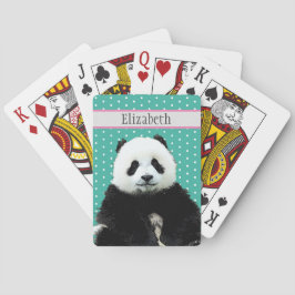 Adorable Panda Bear Aquamarin Name Tier Kid's Spielkarten