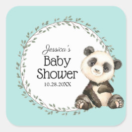 Adorable Panda Bear Baby Dusche Quadratischer Aufkleber