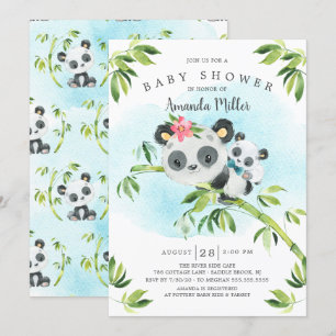 Adorable Panda Bear Boys Babydusche Einladung
