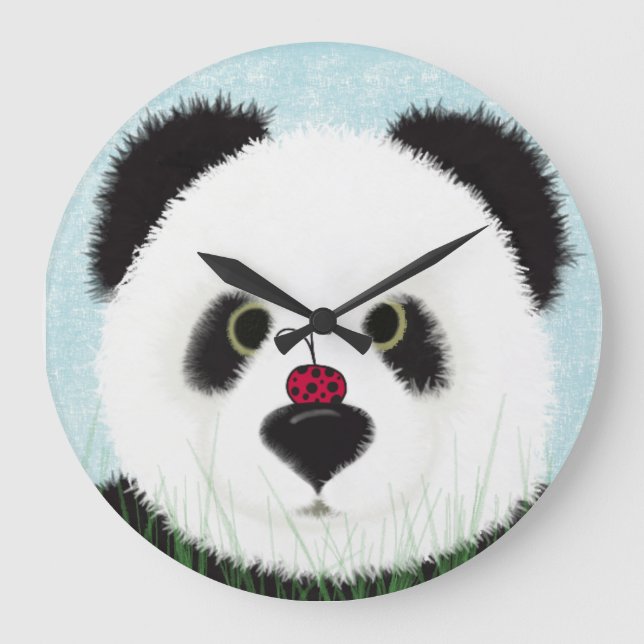 Adorable Panda Bear Große Wanduhr (Vorderseite)