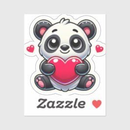 Adorable Panda Cartoon Herzdesign Aufkleber