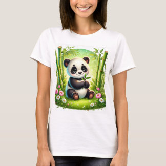 Adorable Panda Cub im Bambuswald - Whimsikkunst T-Shirt