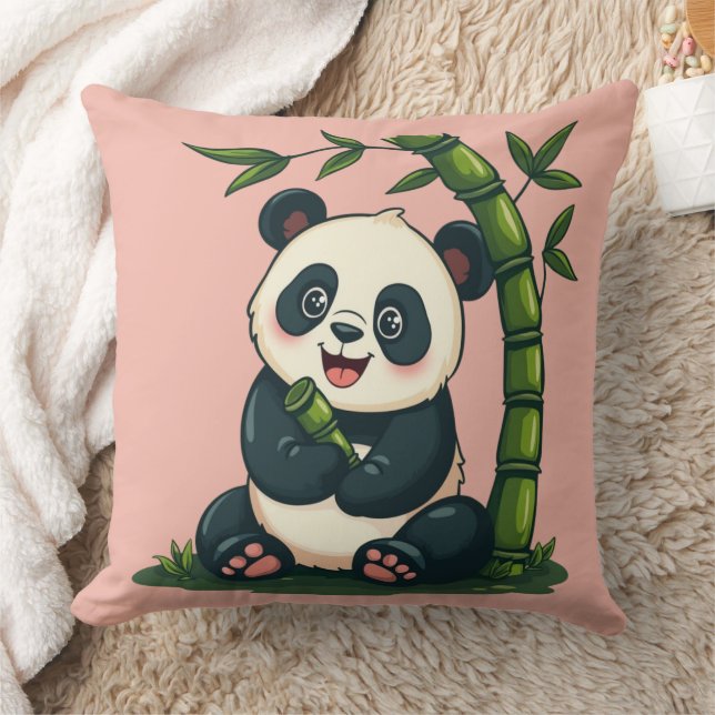 Adorable Panda Hugging Bamboo Niedlicher Cartoon K Kissen (Decke)