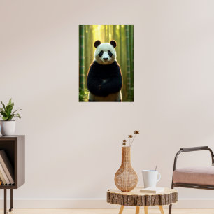 Adorable Panda im Bambuswald Poster