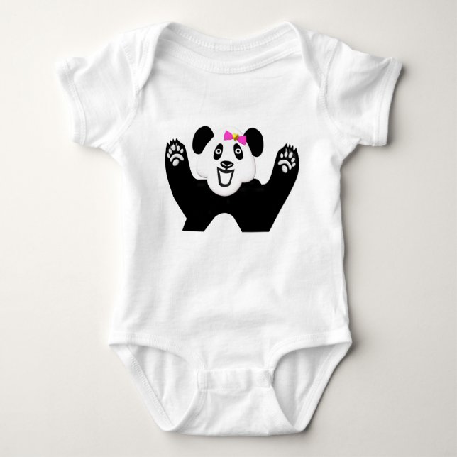 Adorable Panda mit rosa Bow Baby Strampler (Vorderseite)