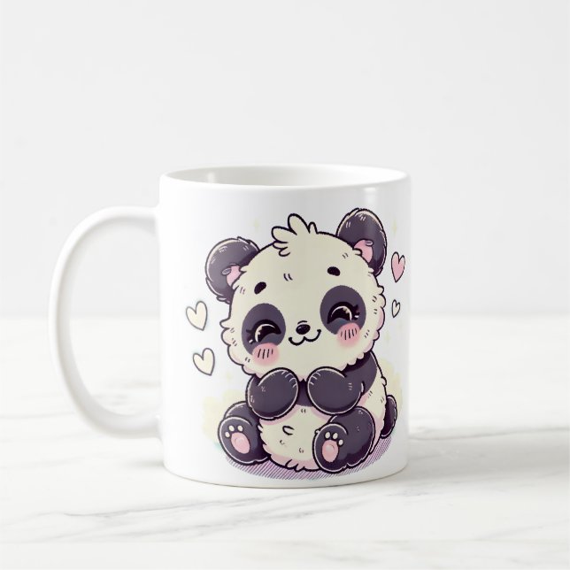 Adorable Panda mit süßer Ruhe Kaffeetasse (Links)