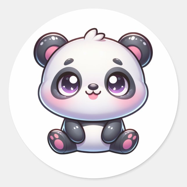 Adorable Panda Pal kawaii Runder Aufkleber (Vorderseite)