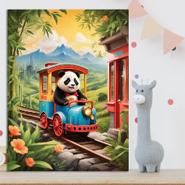 Adorable Panda Züge AI Art Poster