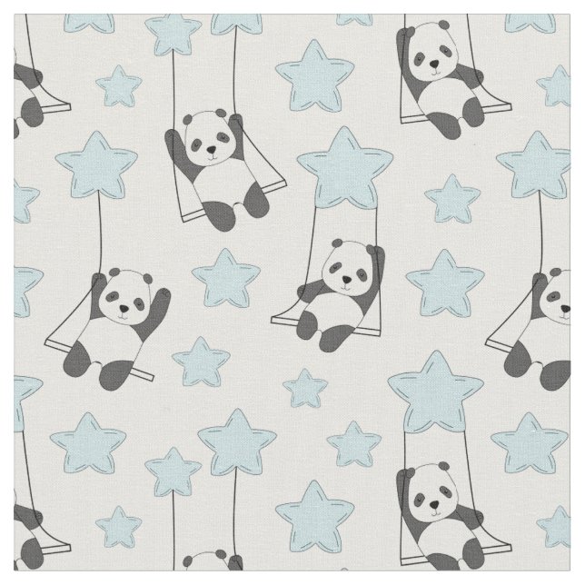 Adorable Pandas und Sterne Stoff (Nahaufnahme)