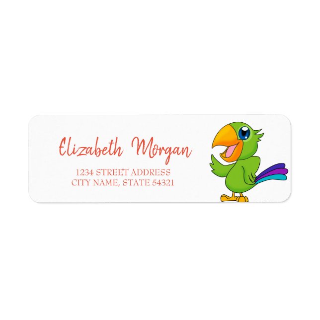 Adorable Papagei, White Address Label (Vorne)