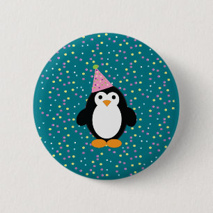 Adorable Party Pinguin Button