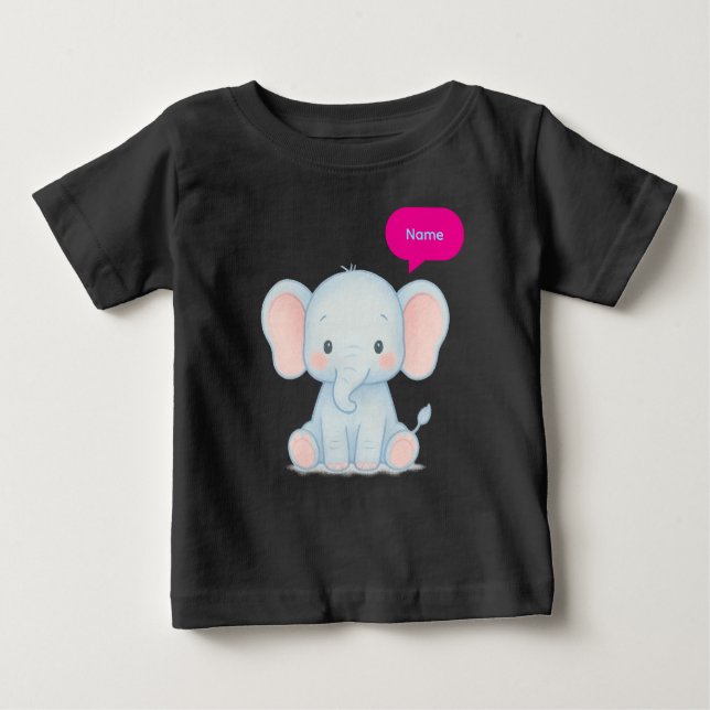 Adorable Pastel Baby Elephant Illustration Baby T-shirt (Vorderseite)