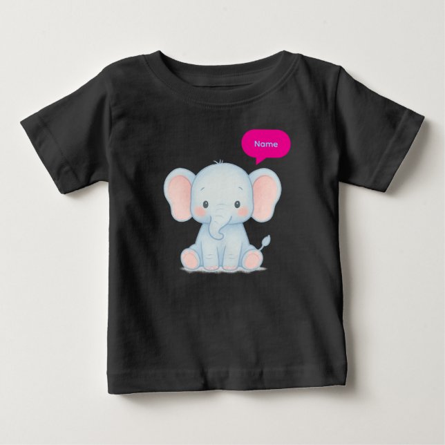 Adorable Pastel Baby Elephant Illustration T-shirt (Vorderseite)