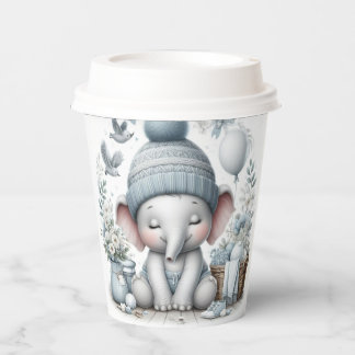 ADORABLE PASTEL BLUE BABY BOY ELEPHANT PAPPBECHER