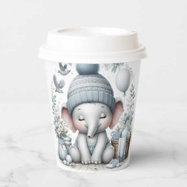 ADORABLE PASTEL BLUE BABY BOY ELEPHANT PAPPBECHER (Vorderseite)
