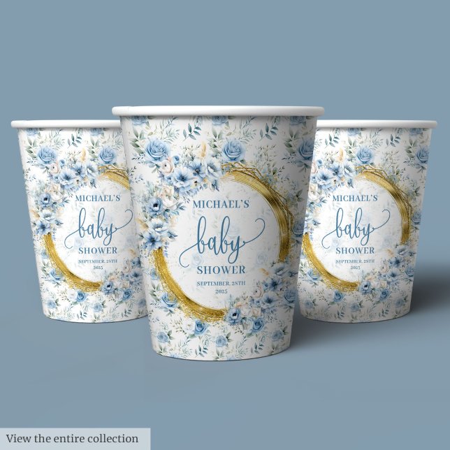 Adorable Pastel Blue Gold Personalisierte Papierta Pappbecher (Adorable Pastel Blue Gold Personalized Paper Cups

)