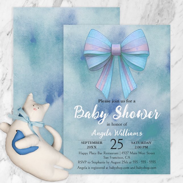 Adorable Pastel Blue Turquoise Boy Baby Dusche Einladung (Von Creator hochgeladen)