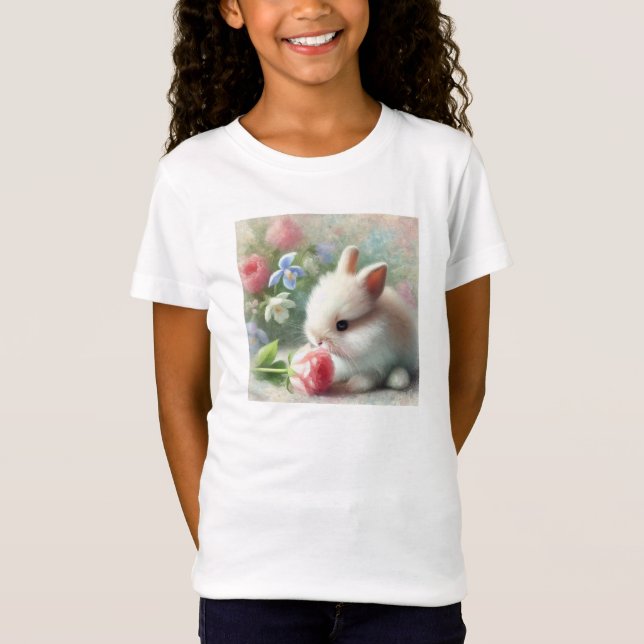 Adorable Pastel Bunny mit Daisis - T - Shirt (Vorderseite)