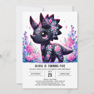 Adorable Pastel Dinosaur Digitaler Geburtstag Einladung
