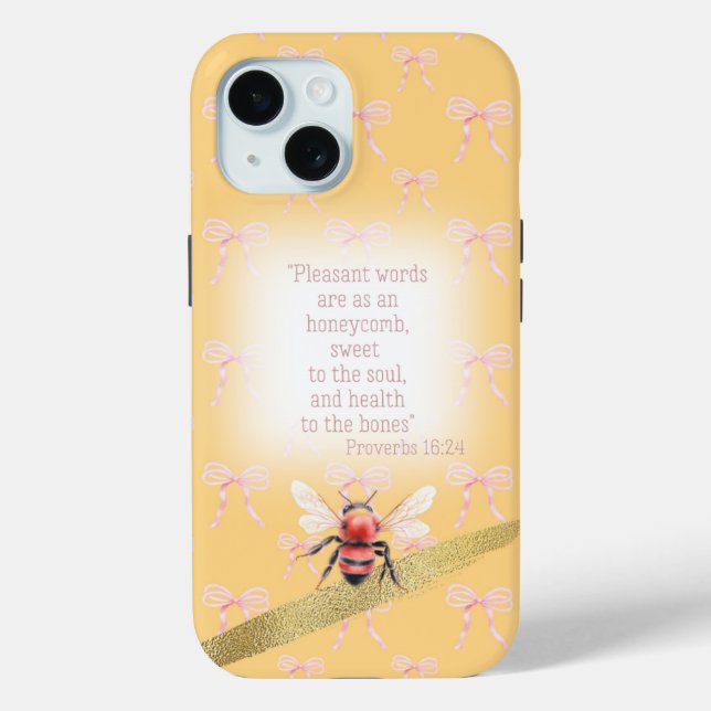 Adorable Pastel Peach Pink Bow Christian Pink Bee Case-Mate iPhone Hülle (Rückseite)