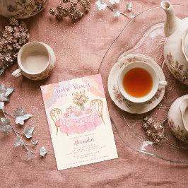 Adorable Pastel Pink Tea Party Bridal Shower Einladung