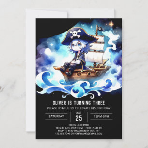Adorable Pastel Pirate Geburtstag Einladung