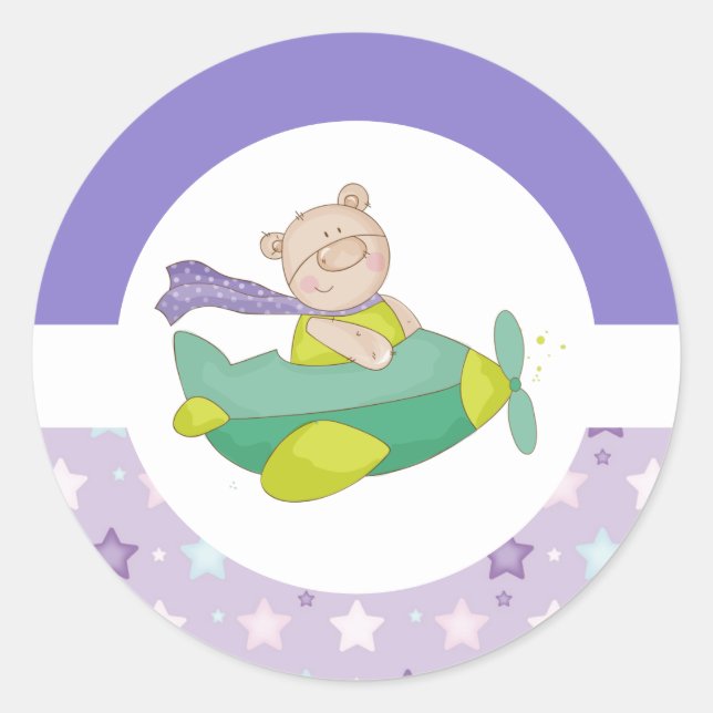 Adorable Pastel Teddy Bear Classic Round Stickers (Vorderseite)