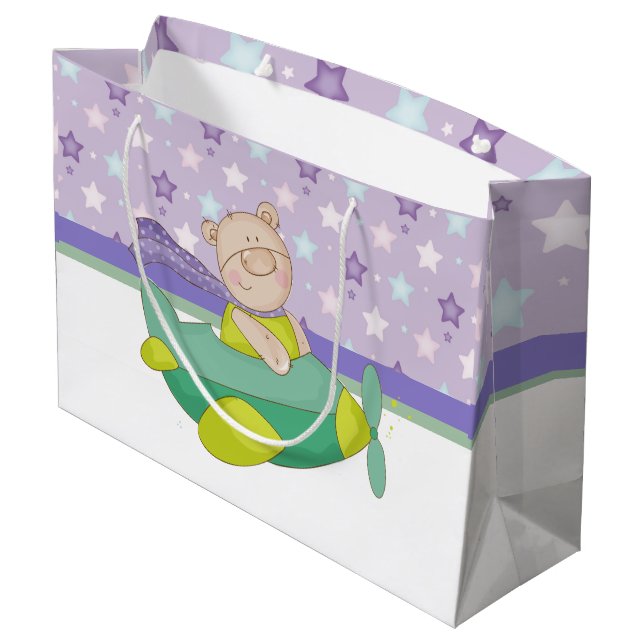 Adorable Pastel Teddy Bear Geschenktasche Große Geschenktüte (Rückseite Schrägansicht)