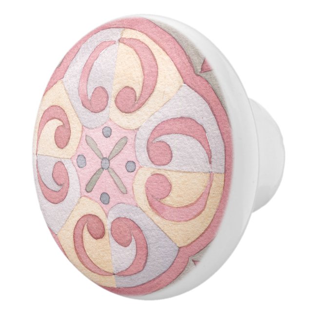 Adorable Pastellfarben Wasserfarbe in Rosa gestric Keramikknauf (Rechts)
