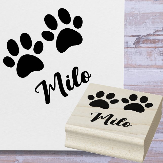 Adorable Paw Prints mit Individuelle Name Milo Gummistempel (Von Creator hochgeladen)