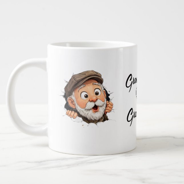 Adorable Peeking Grandparents Couple Design Jumbo-Tasse (Links)