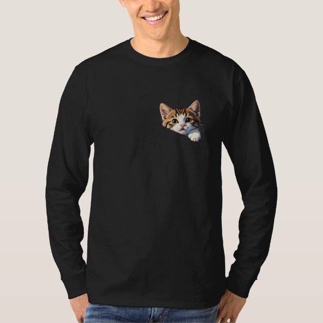 Adorable Peeking Kitten in Pocket T-Shirt - (Vorderseite)