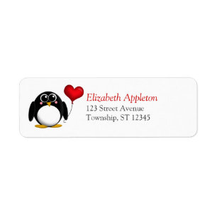 Adorable Penguin Herz - Rücksendeadressen-Aufkleb
