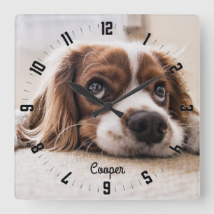 Adorable Personalisiert Hunde Foto Quadratische Wanduhr