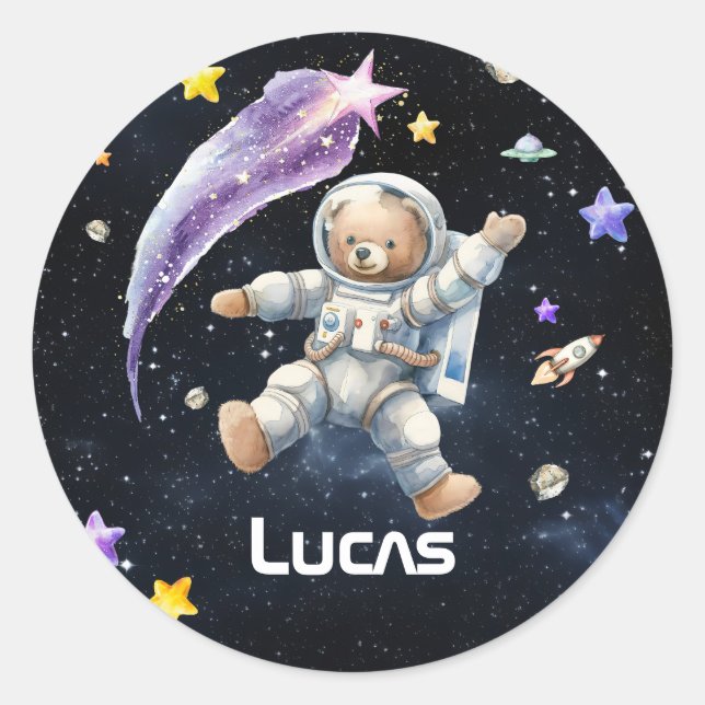Adorable Personalisierte galaktische Party-Aufkleb Runder Aufkleber (Vorderseite)