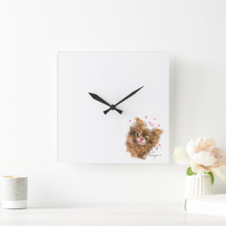 Adorable Pet - thematisierte quadratische Wall-Uhr Wanduhr